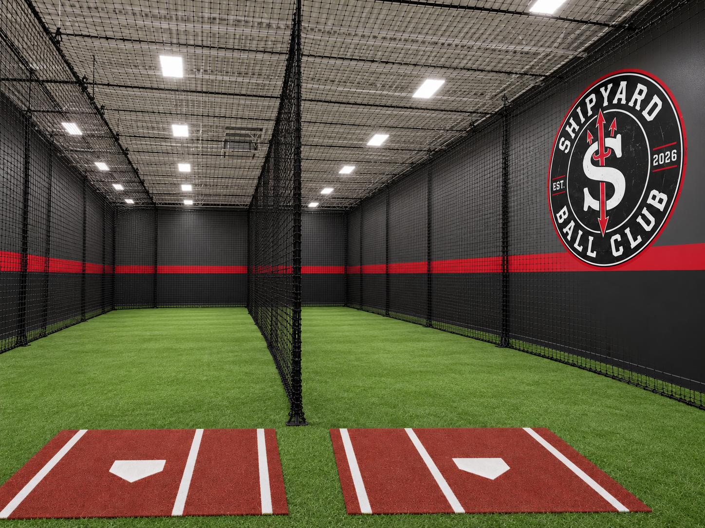Inside the Shipyard Ball Club cages at 100 Hoods Lane, Marblehead